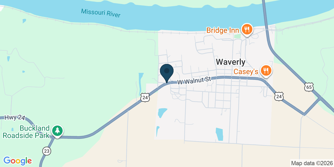 Map showing Waverly, Lafayette County, MO