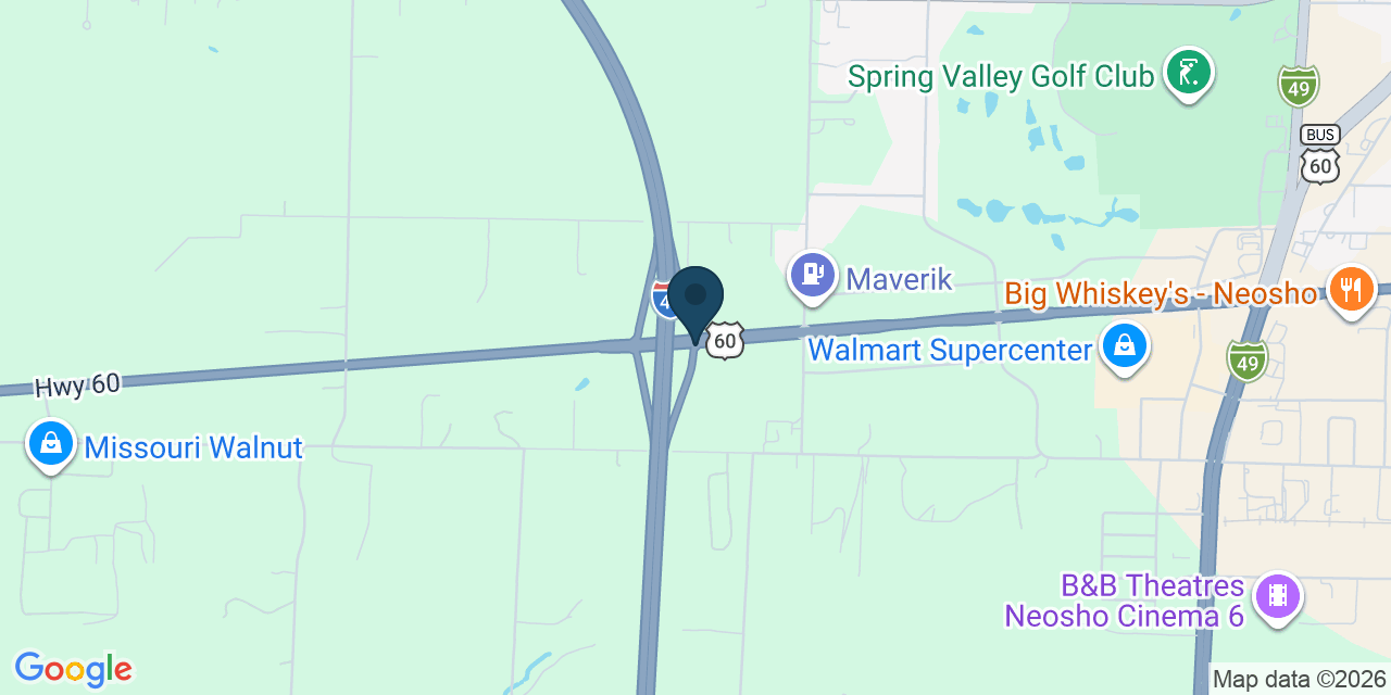 Map showing Neosho, Newton County, MO