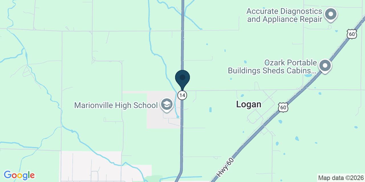 Map showing Marionville, Lawrence County, MO