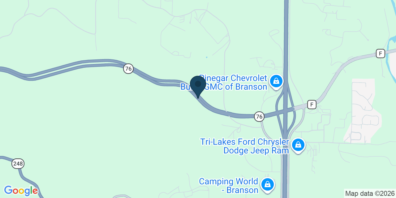 Map showing Branson, Taney County, MO