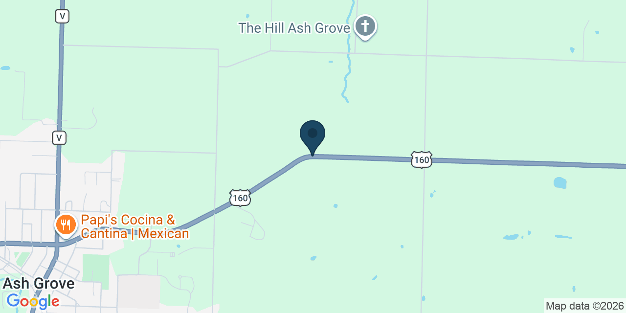 Map showing Ash Grove, Greene County, MO