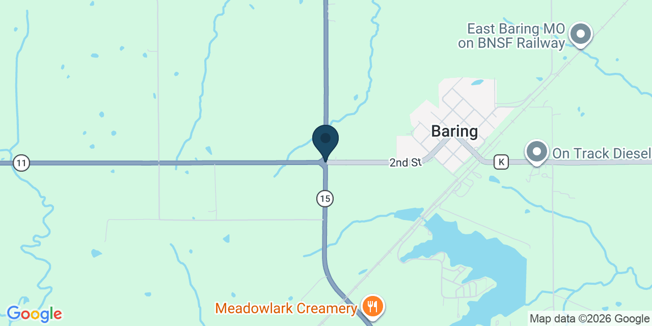 Map showing Baring, Knox County, MO