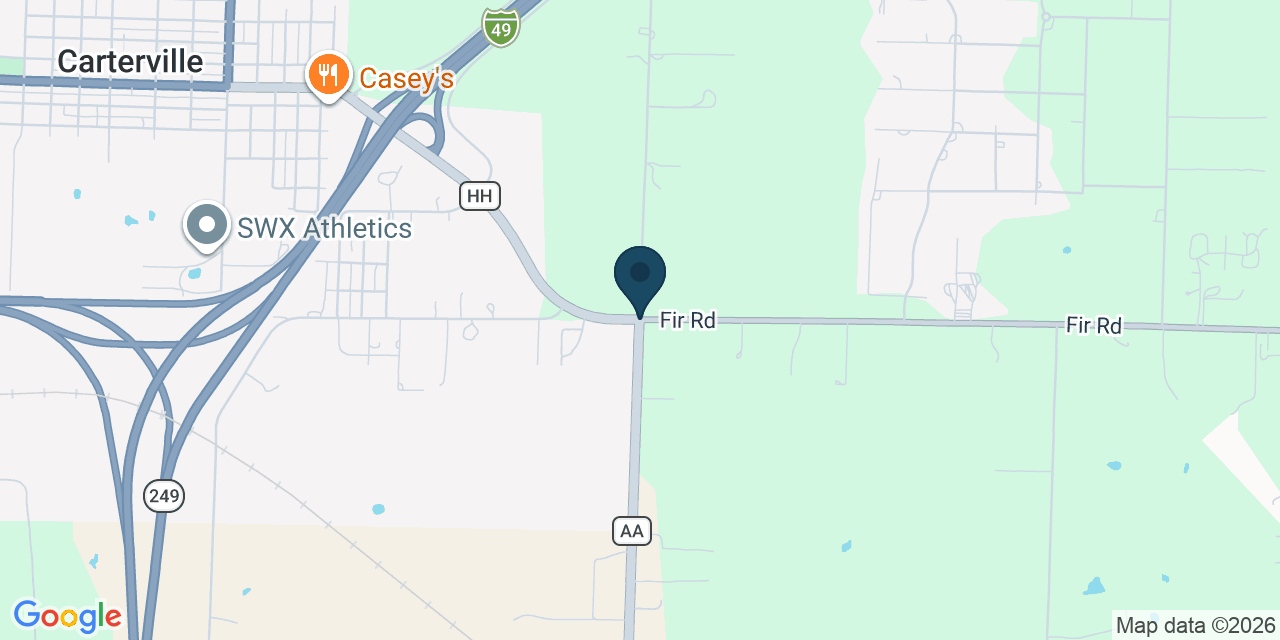 Map showing Carterville, Jasper County, MO