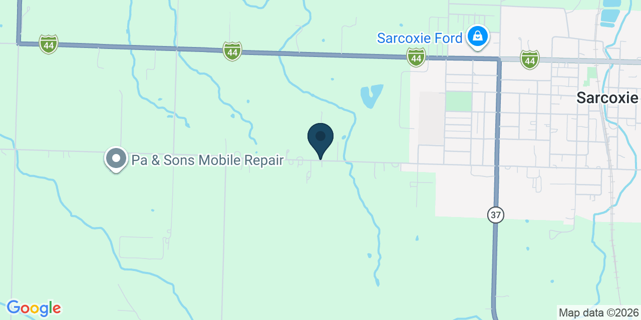 Map showing Sarcoxie, Jasper County, MO