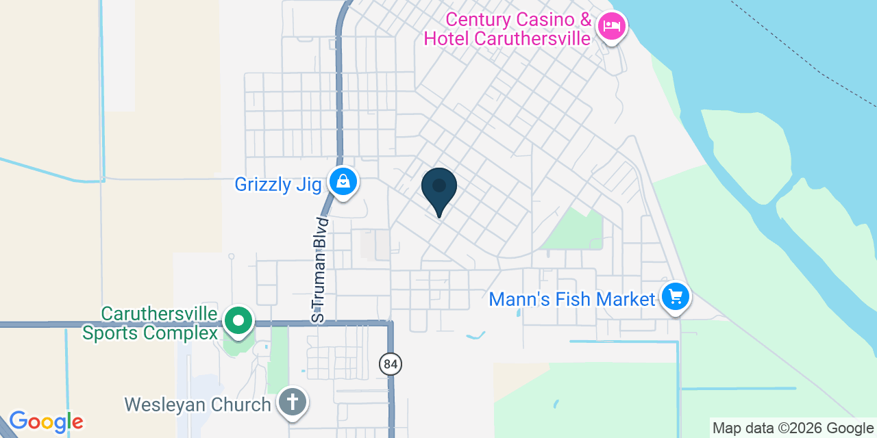 Map showing Caruthersville, Pemiscot County, MO
