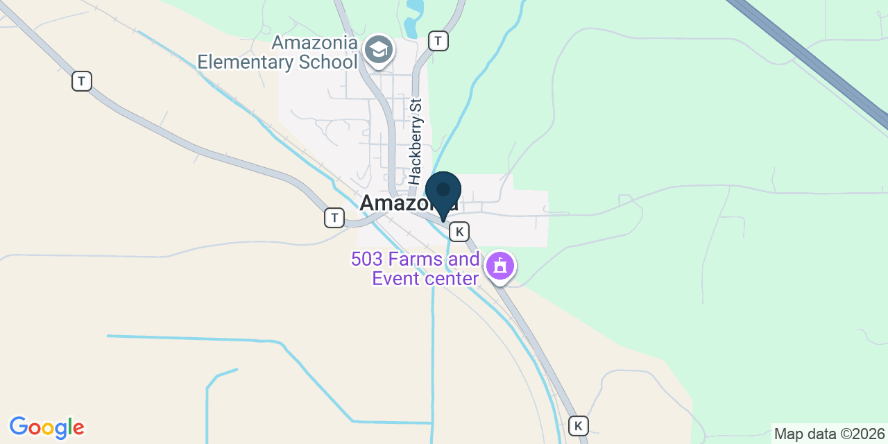 Map showing Amazonia, Andrew County, MO