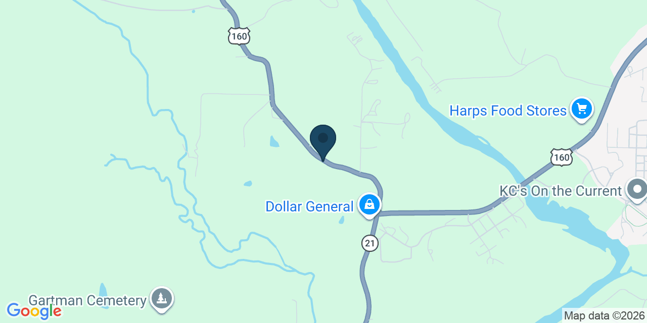 Map showing Doniphan, Ripley County, MO