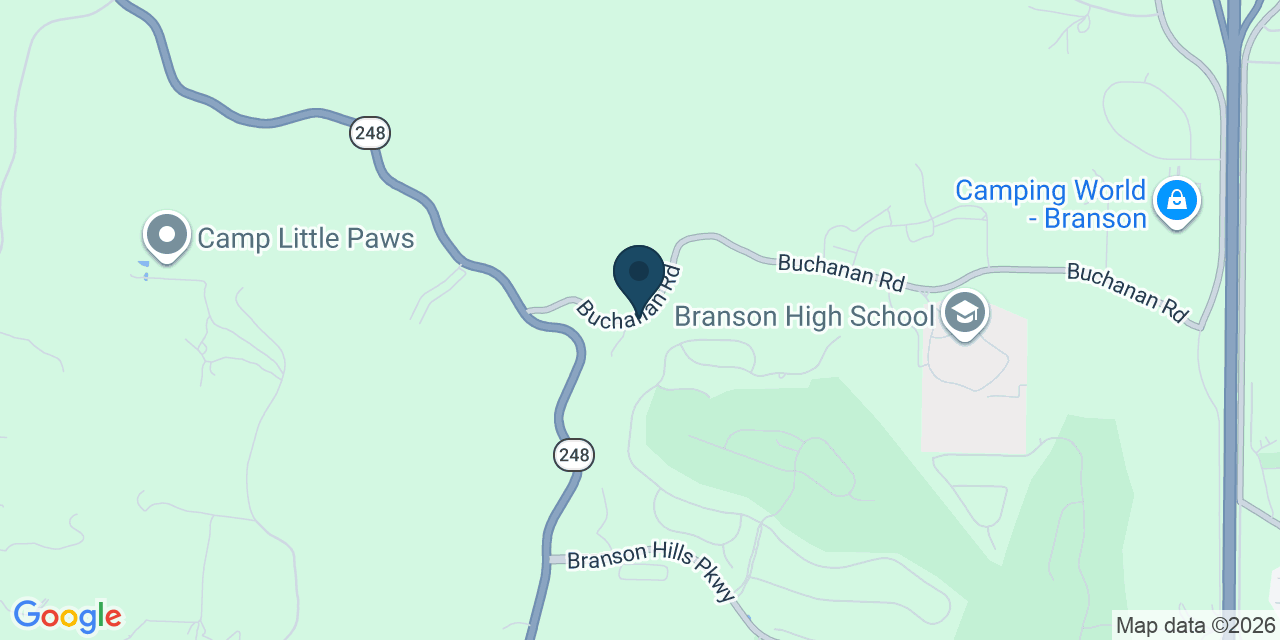 Map showing Branson, Taney County, MO