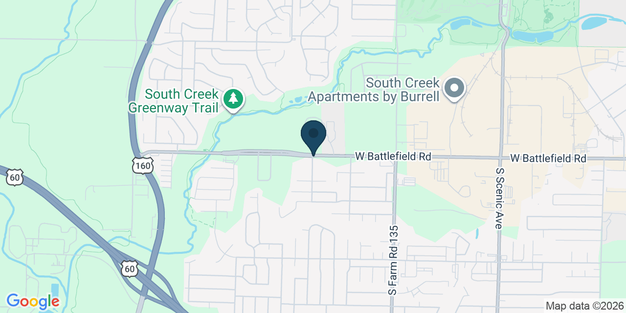 Map showing Springfield, Greene County, MO