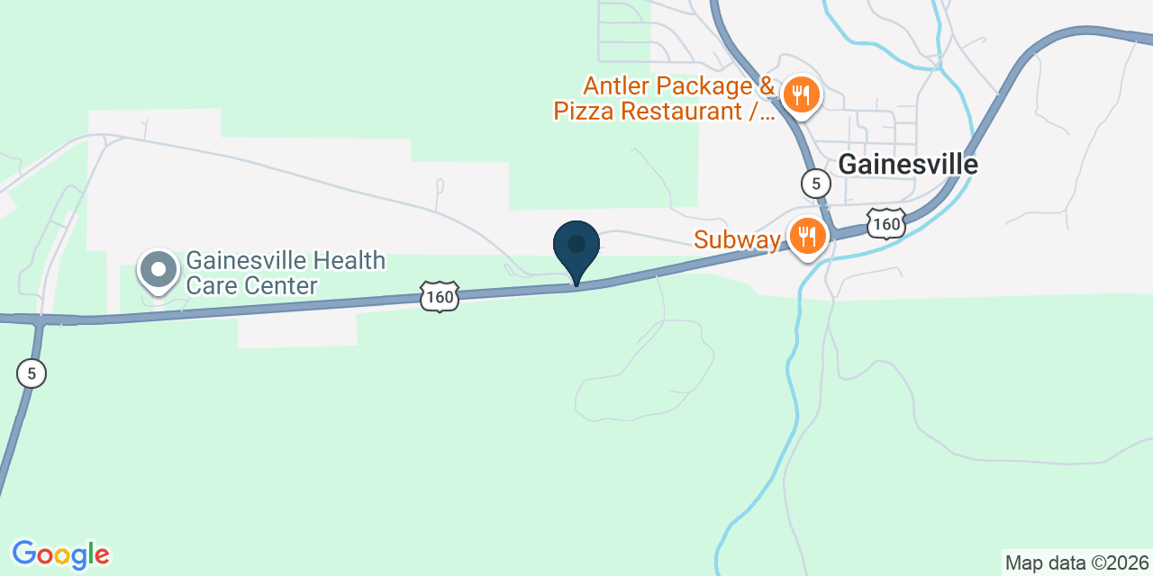 Map showing Gainesville, Ozark County, MO