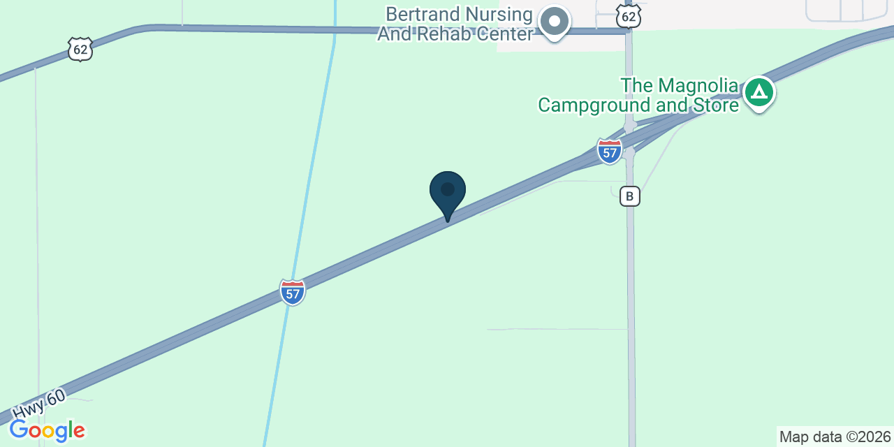 Map showing Bertrand, Mississippi County, MO