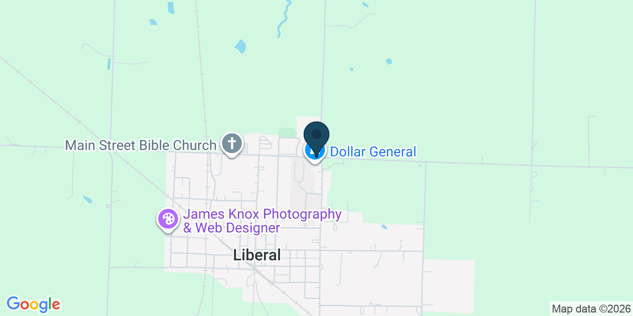 Map showing Liberal, Barton County, MO