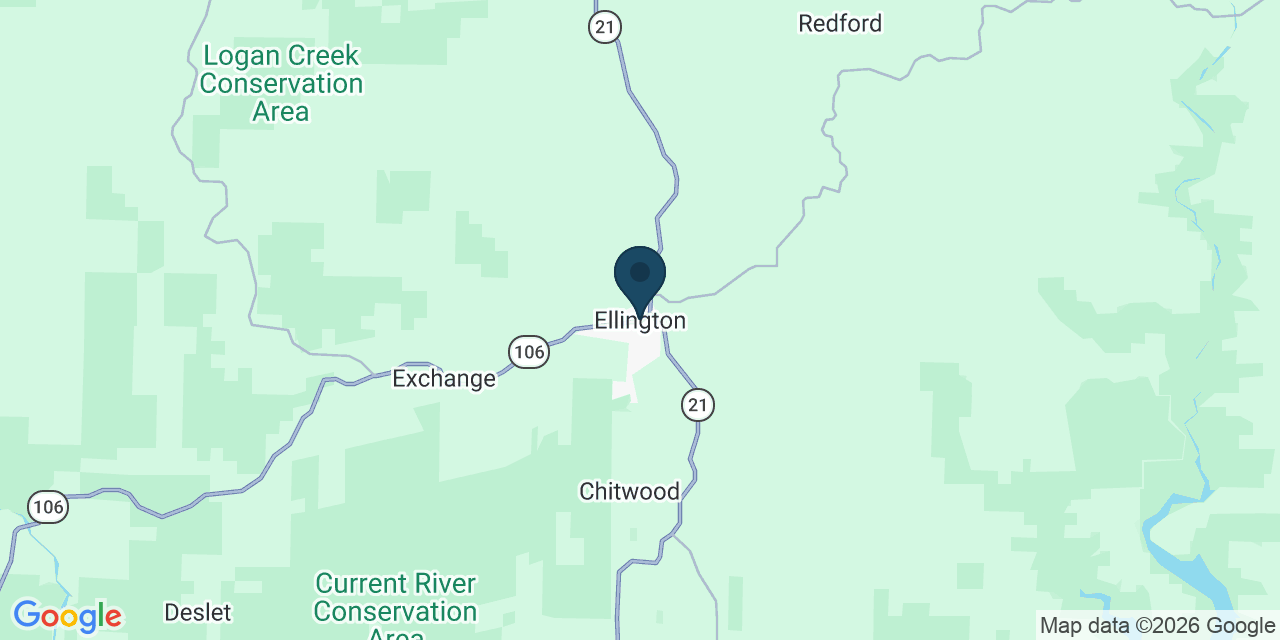 Map showing Ellington, Reynolds County, MO