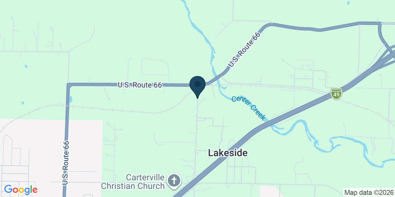 Map showing Carterville, Jasper County, MO
