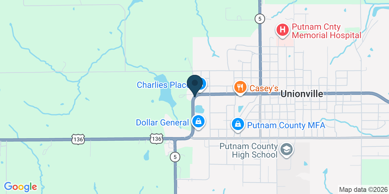 Map showing Unionville, Putnam County, MO