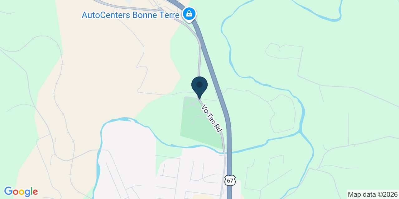 Map showing Bonne Terre, St Francois County, MO