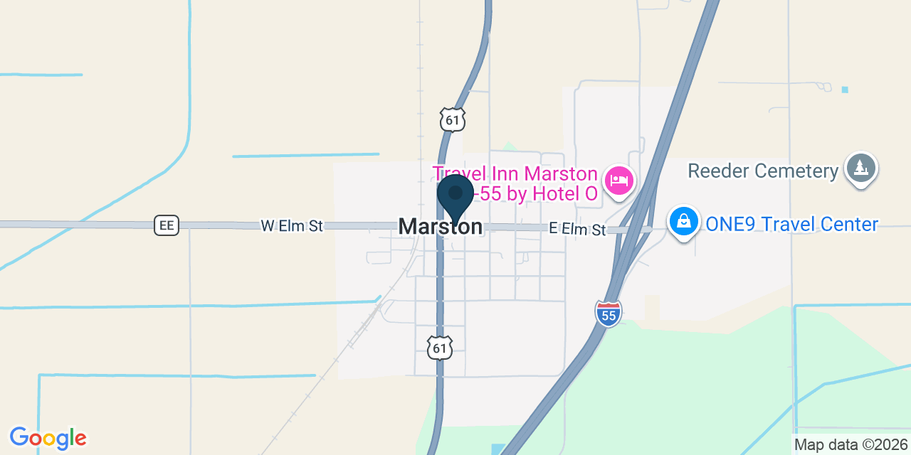 Map showing Marston, New Madrid County, MO