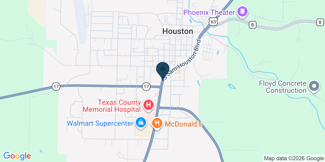 Map showing Houston, Texas County, MO