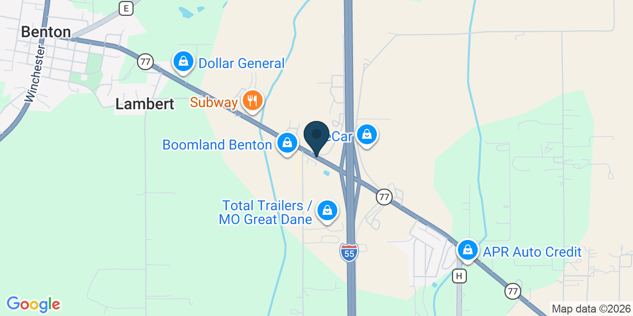 Map showing Benton, Scott County, MO