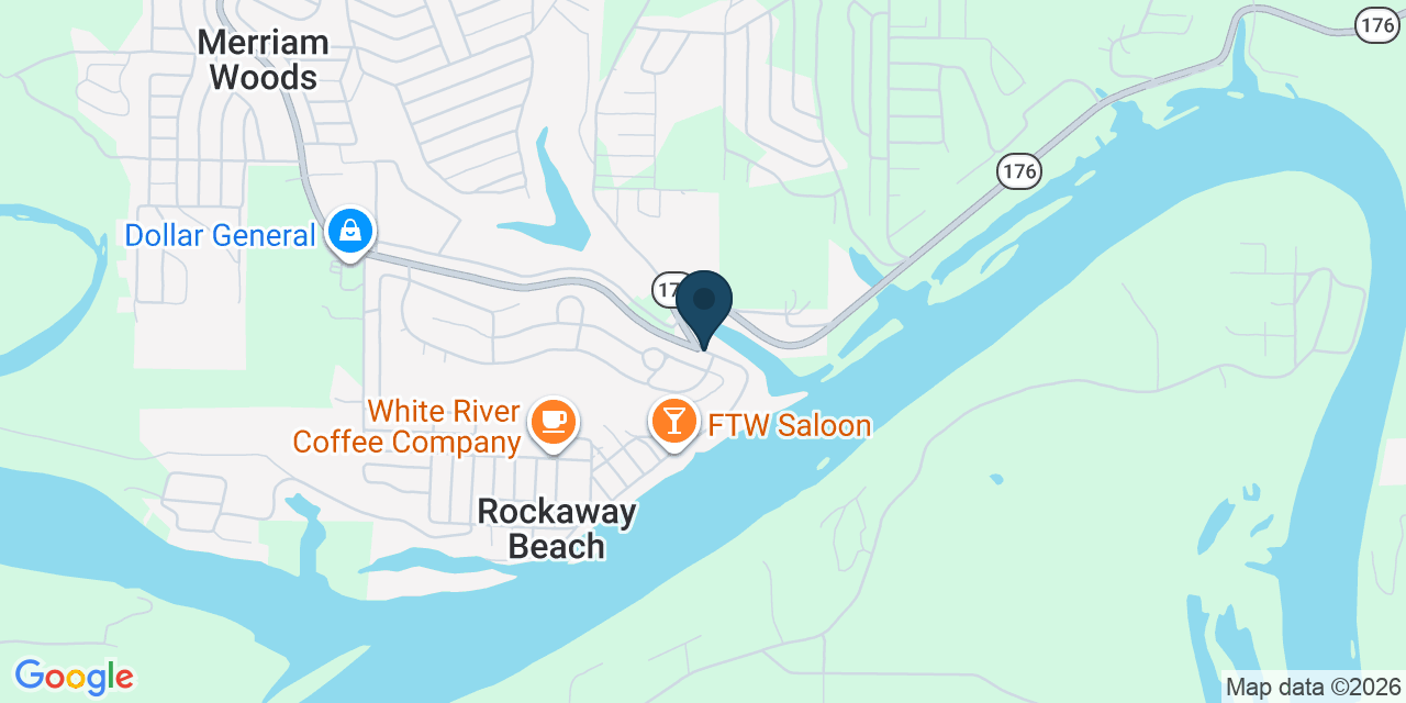 Map showing Rockaway Beach, Taney County, MO