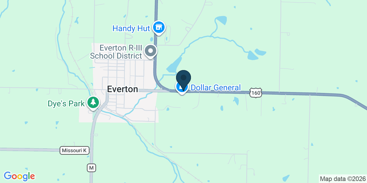 Map showing Everton, Dade County, MO