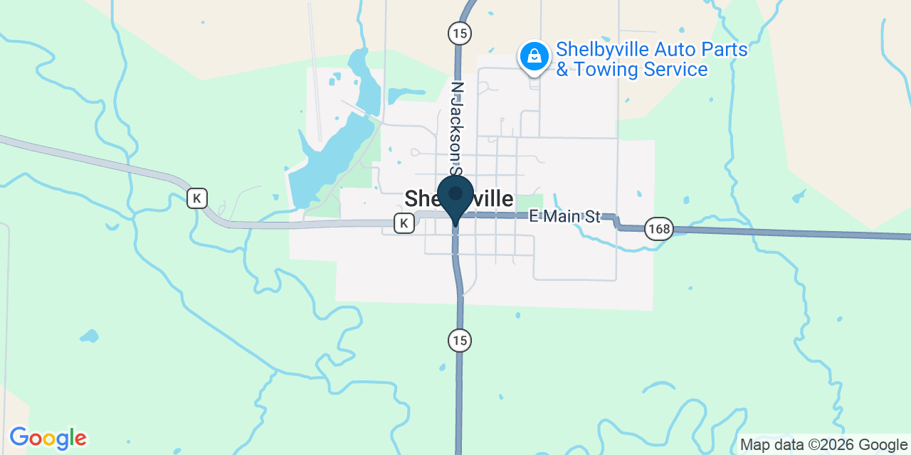 Map showing Shelbyville, Shelby County, MO