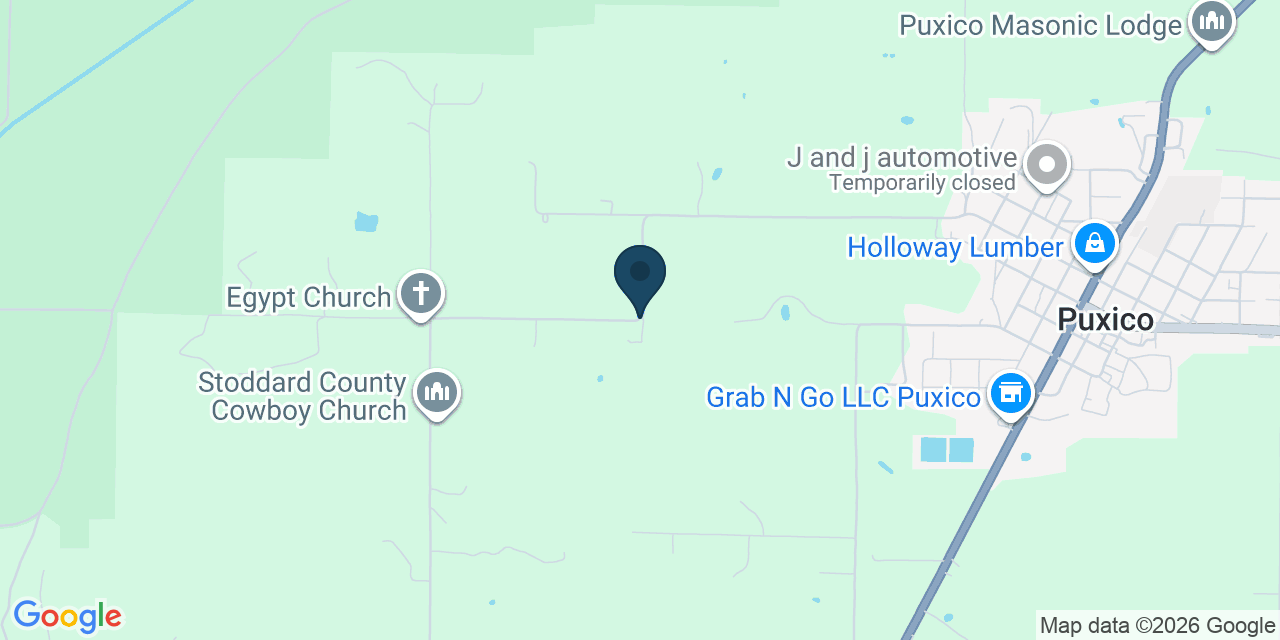 Map showing Puxico, Stoddard County, MO
