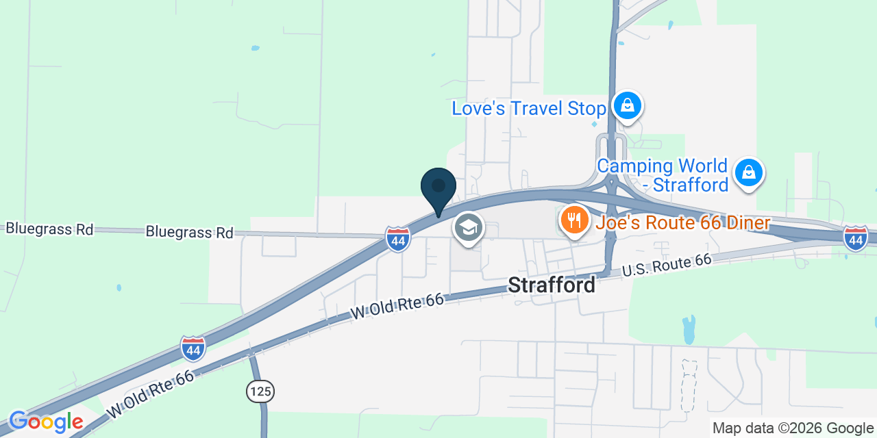 Map showing Strafford, Greene County, MO