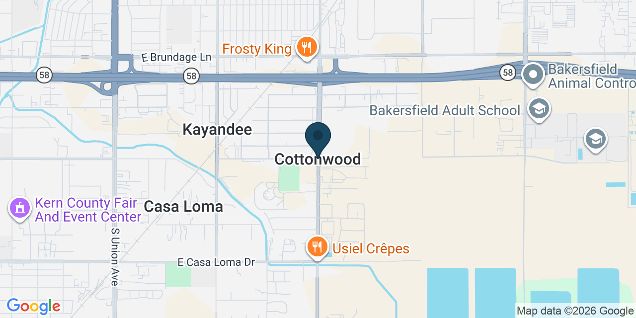 Map showing Cottonwood, Kern County, CA