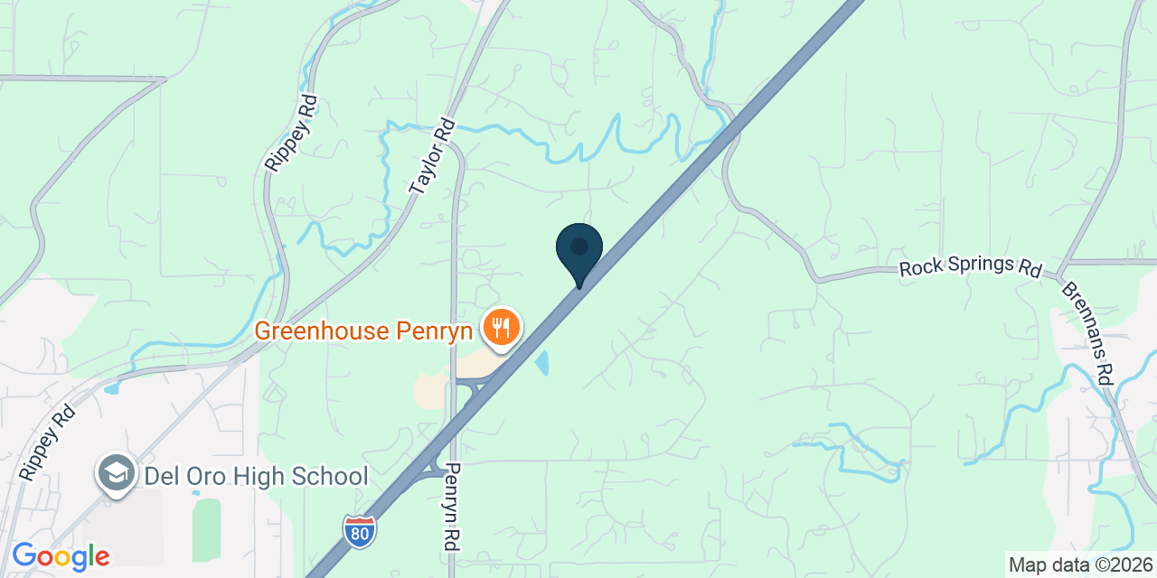 Map showing Penryn, Placer County, CA