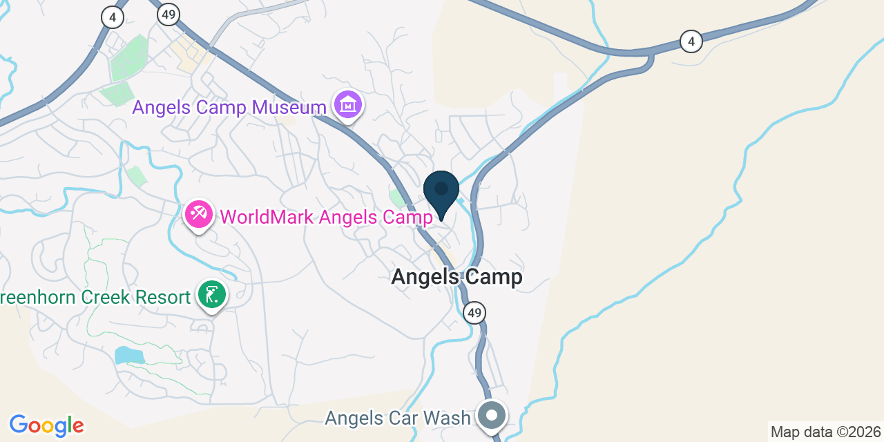 Map showing Angels Camp, Calaveras County, CA