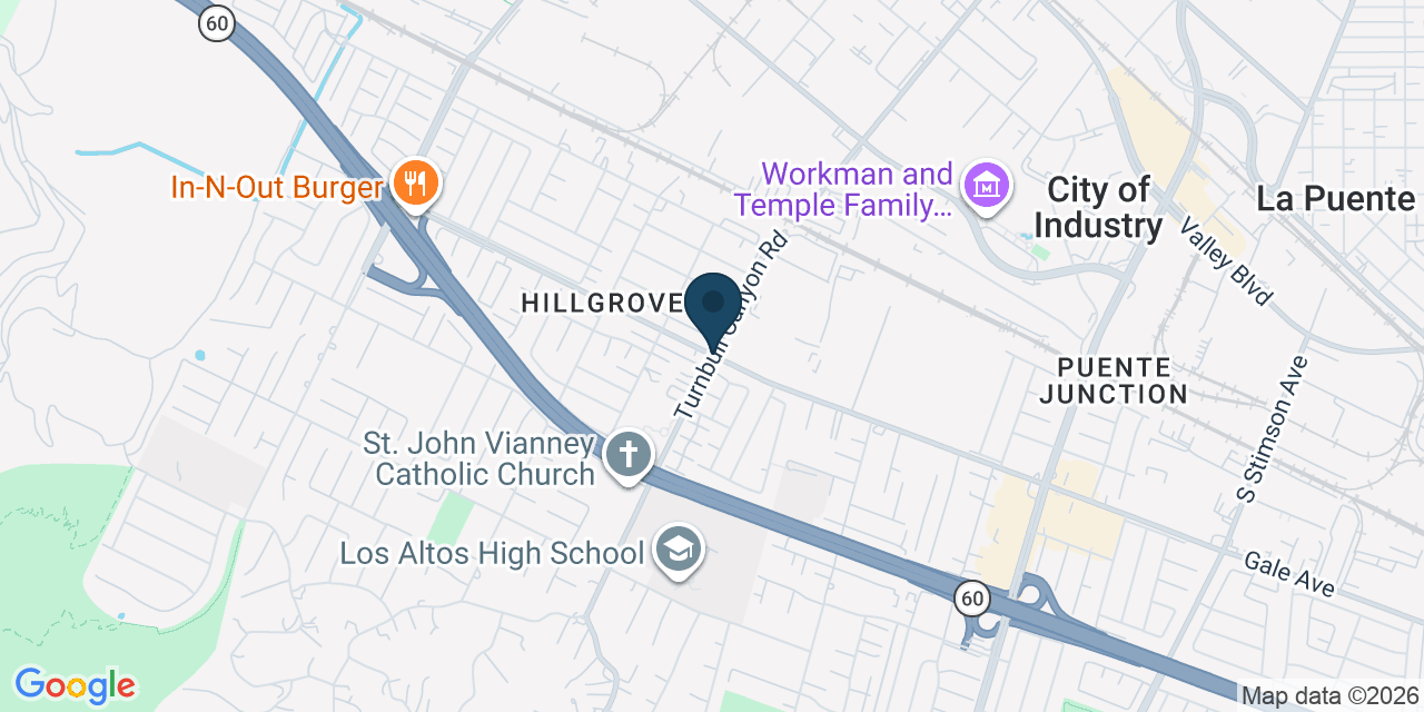 Map showing Hacienda Heights, Los Angeles County, CA