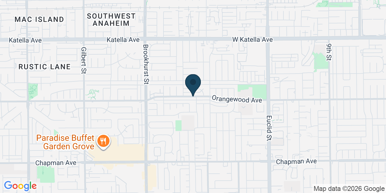 Map showing Orange County, CA