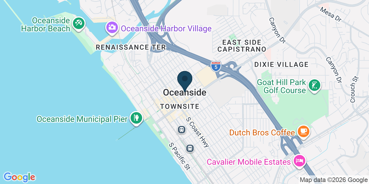 Map showing Oceanside, San Diego County, CA