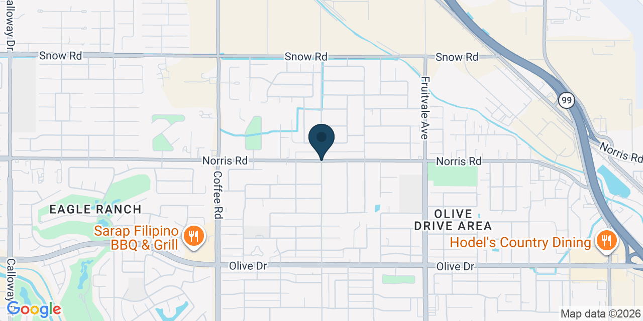 Map showing Olive Drive area, Kern County, CA