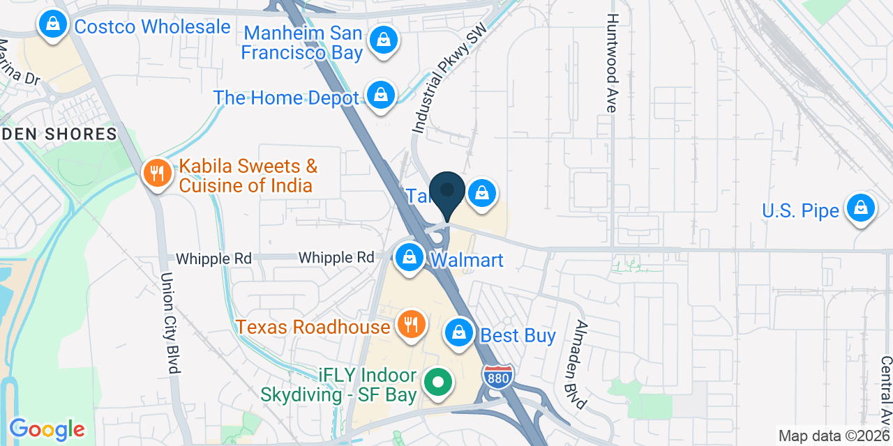 Map showing Hayward, Alameda County, CA