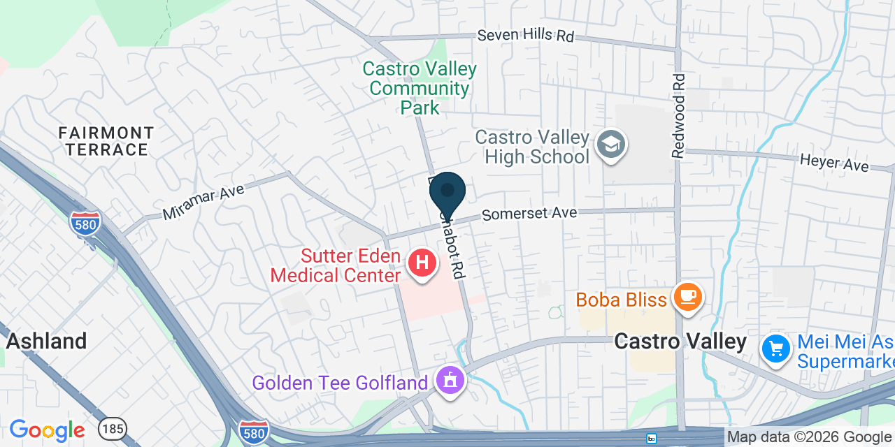 Map showing Castro Valley, Alameda County, CA