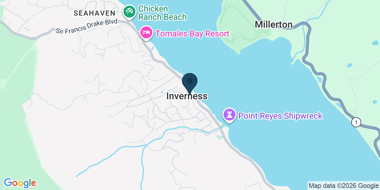 Map showing Inverness, Marin County, CA