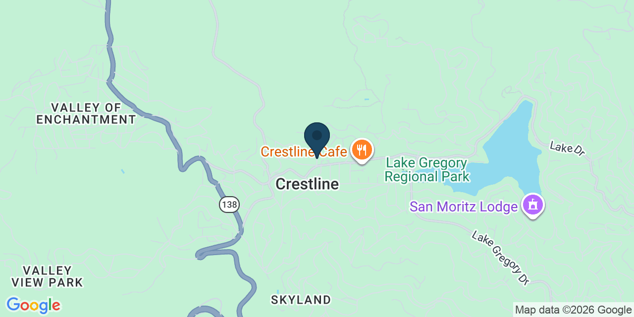 Map showing Crestline, San Bernardino County, CA