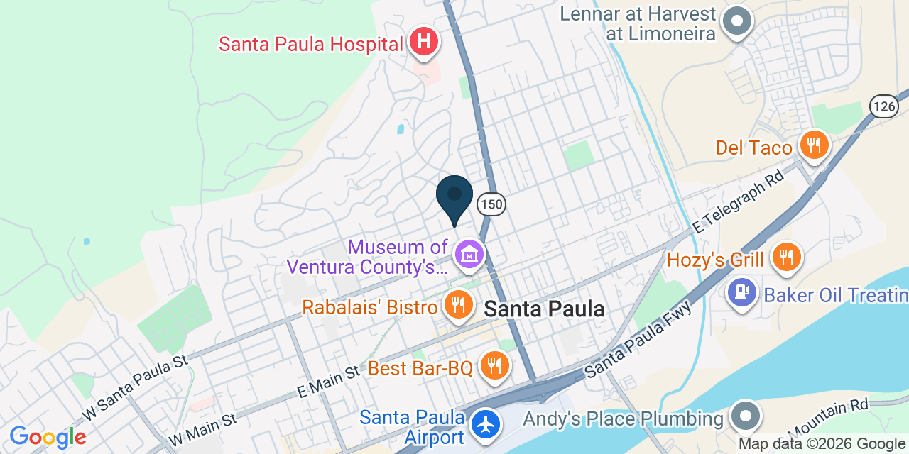 Map showing Santa Paula, Ventura County, CA