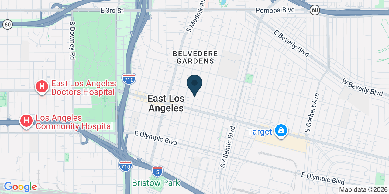 Map showing East Los Angeles, Los Angeles County, CA