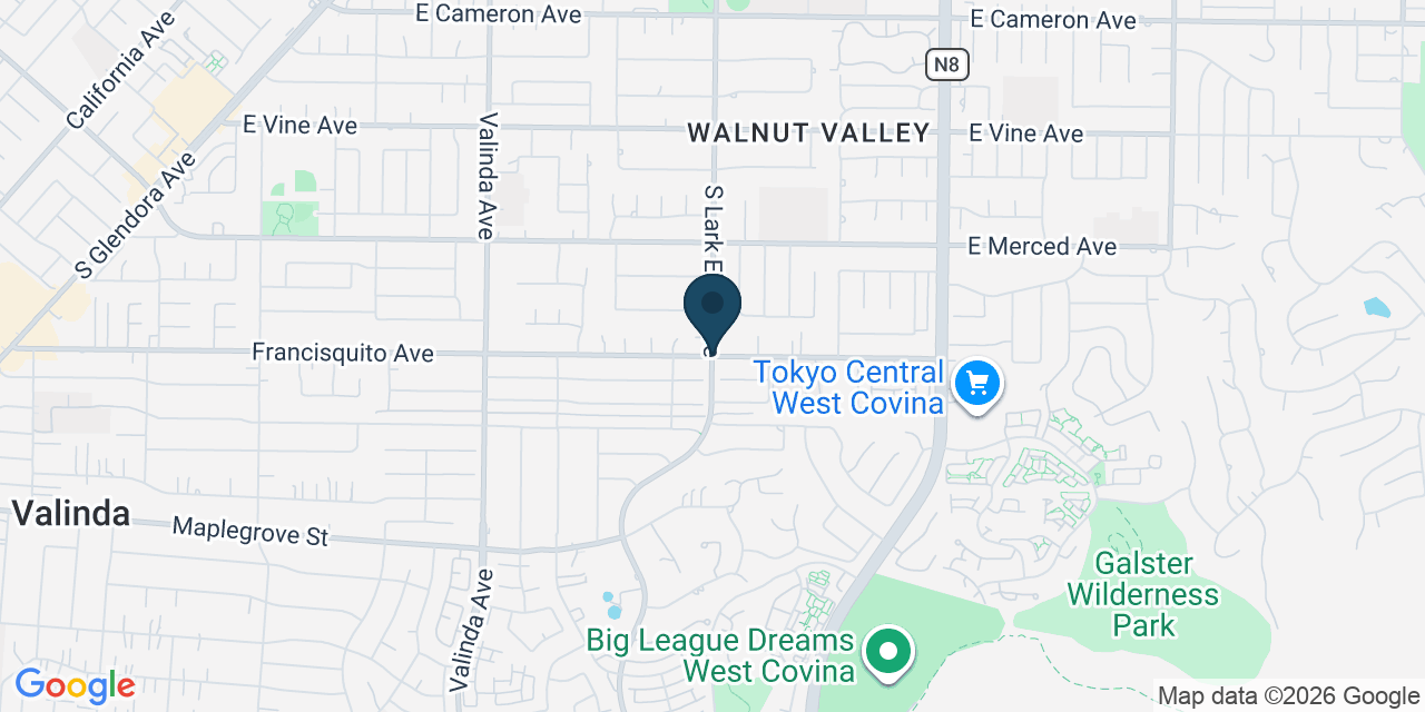 Map showing Valinda, Los Angeles County, CA