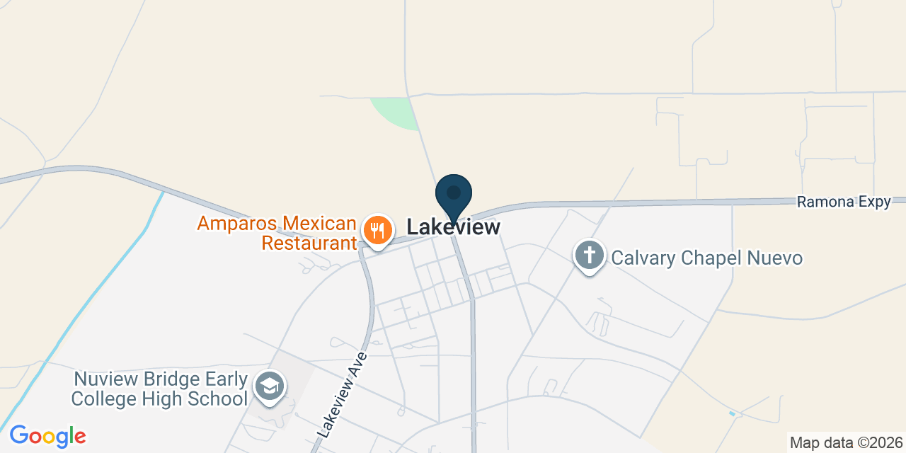 Map showing Lakeview, Riverside County, CA