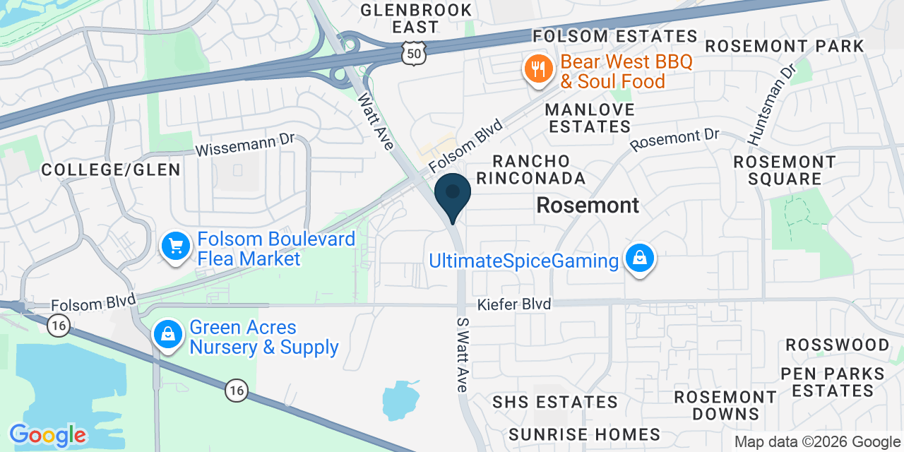 Map showing Rosemont, Sacramento County, CA