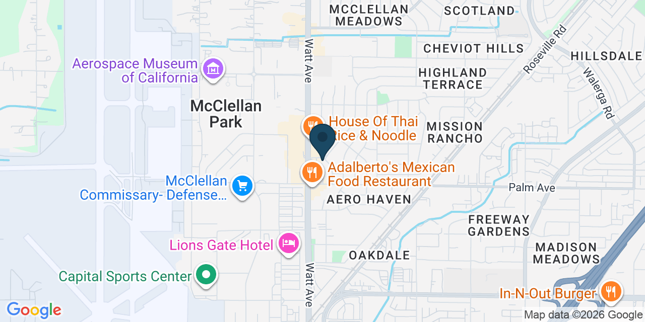 Map showing North Highlands, Sacramento County, CA