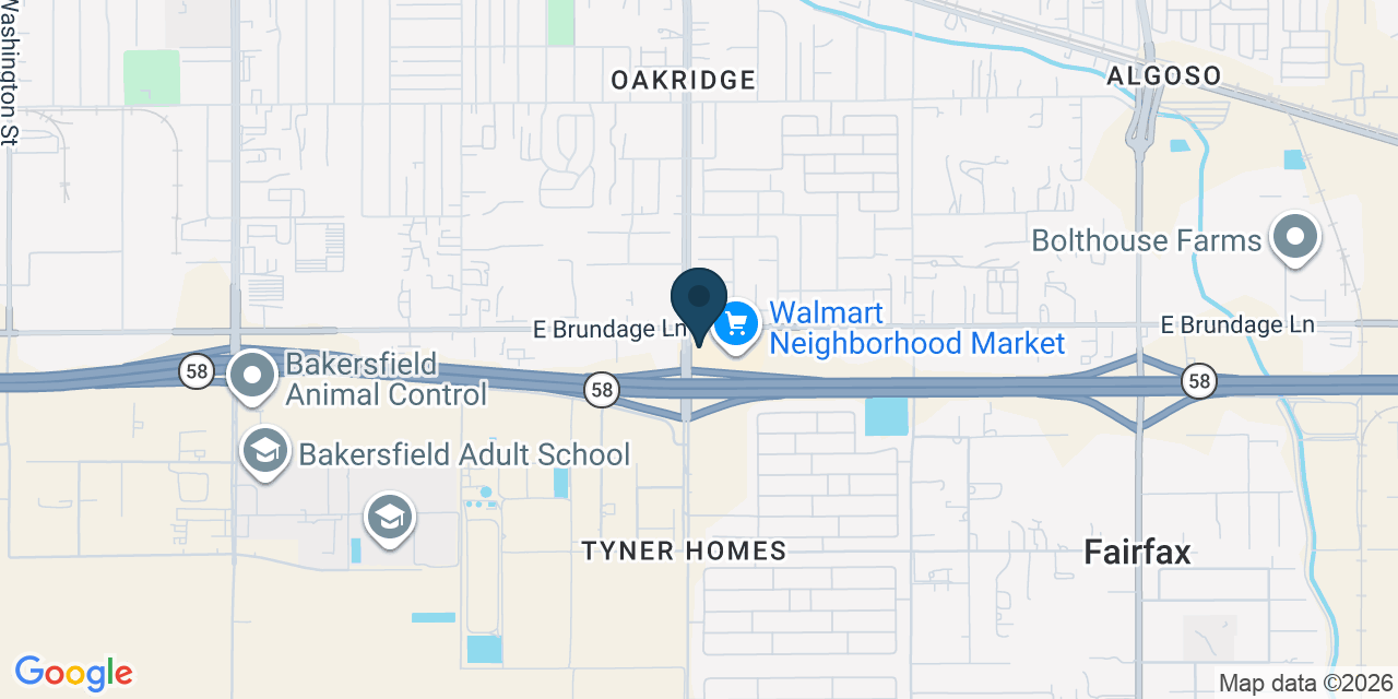 Map showing Bakersfield, Kern County, CA