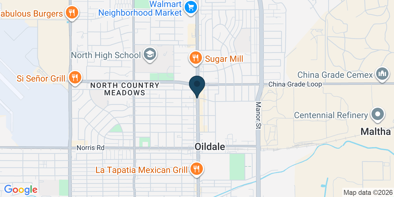 Map showing Oildale, Kern County, CA