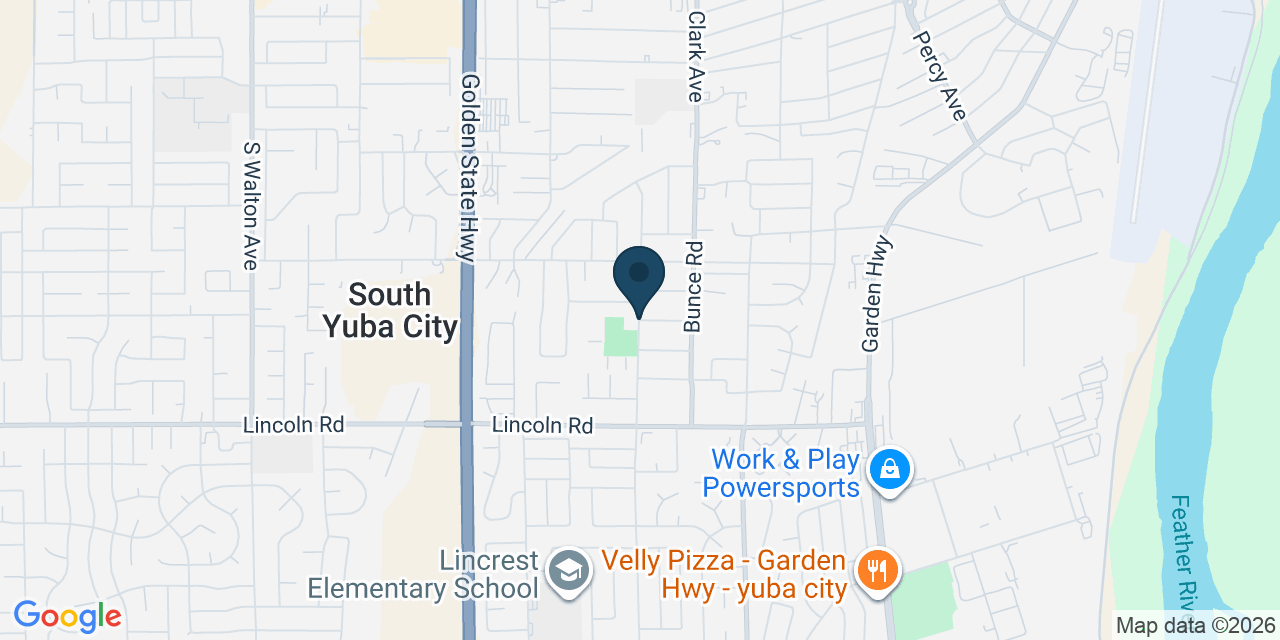 Map showing Yuba City, Sutter County, CA