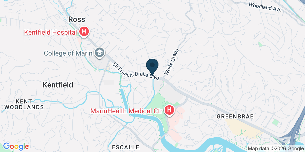 Map showing Kentfield, Marin County, CA