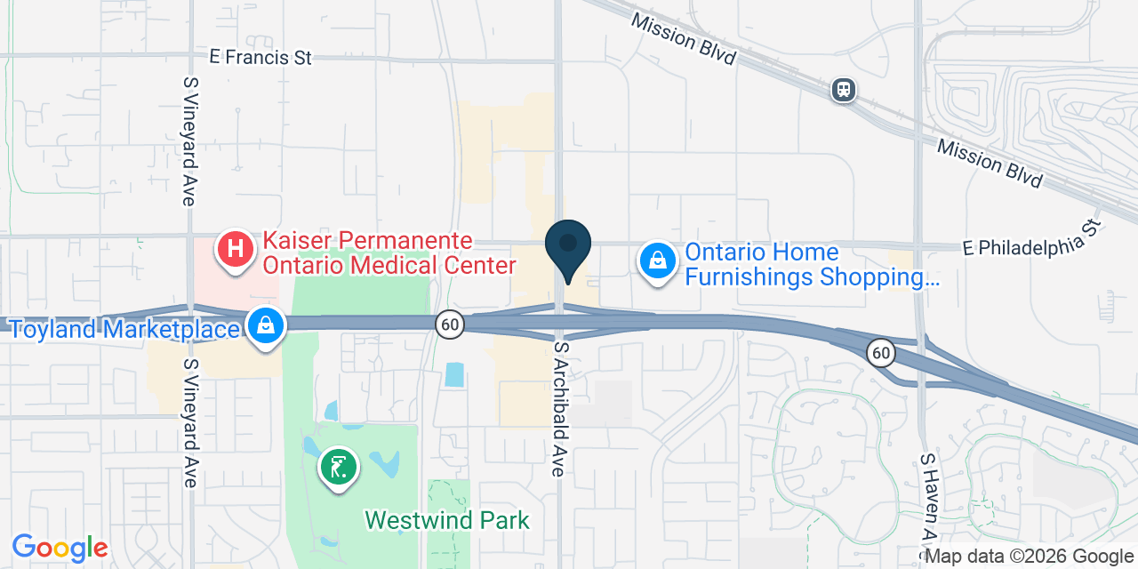 Map showing Ontario, San Bernardino County, CA